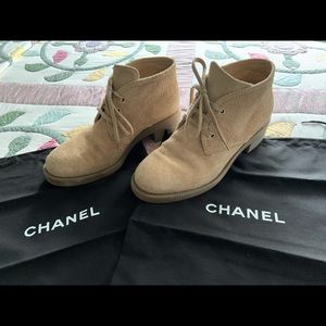 Chanel Beige calfskin suede booties